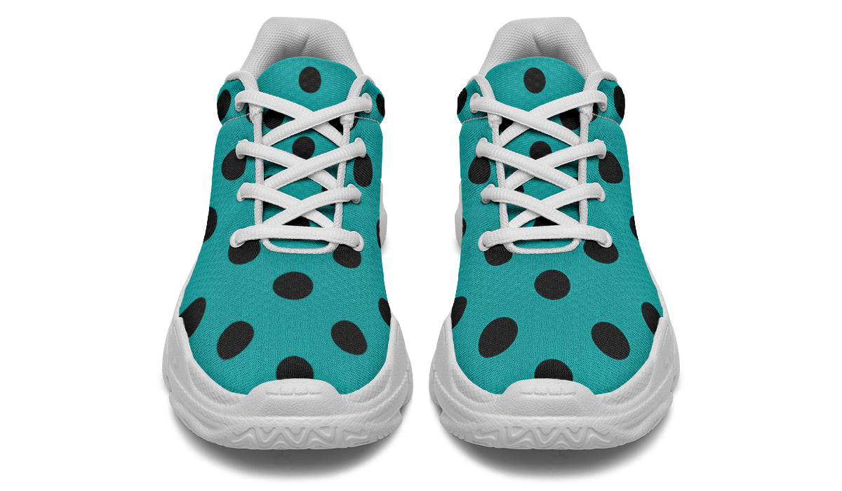 Penny Royal Teal Polka Dot Chunky Sneakers