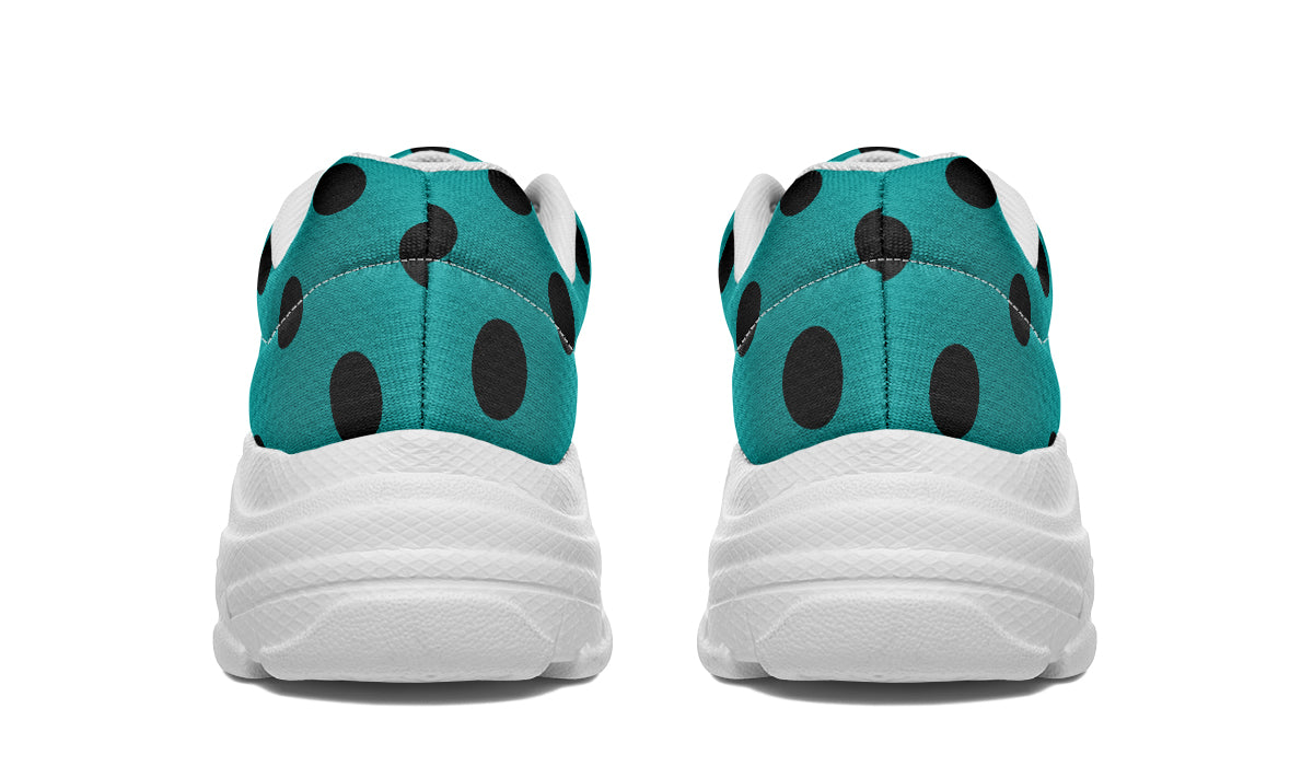 Penny Royal Teal Polka Dot Chunky Sneakers