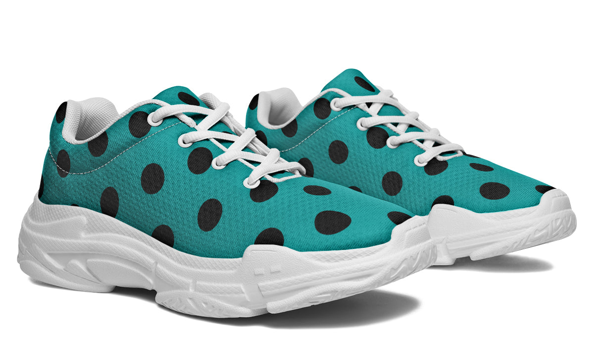 Penny Royal Teal Polka Dot Chunky Sneakers