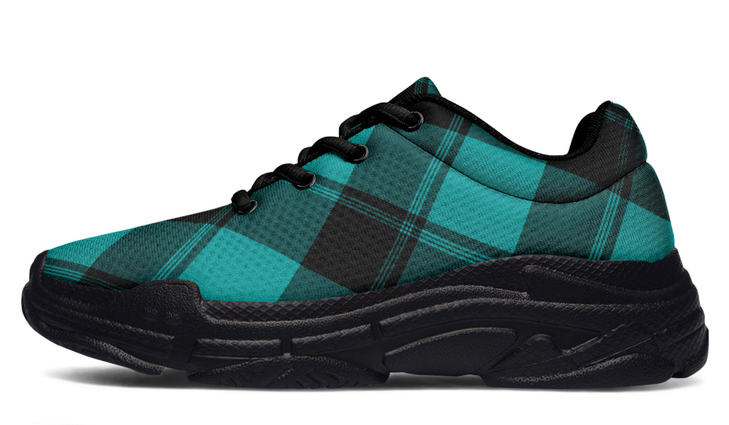 Pennyroyal Teal Plaid Chunky Sneakers