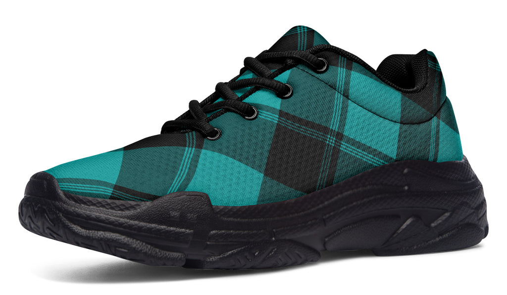 Pennyroyal Teal Plaid Chunky Sneakers