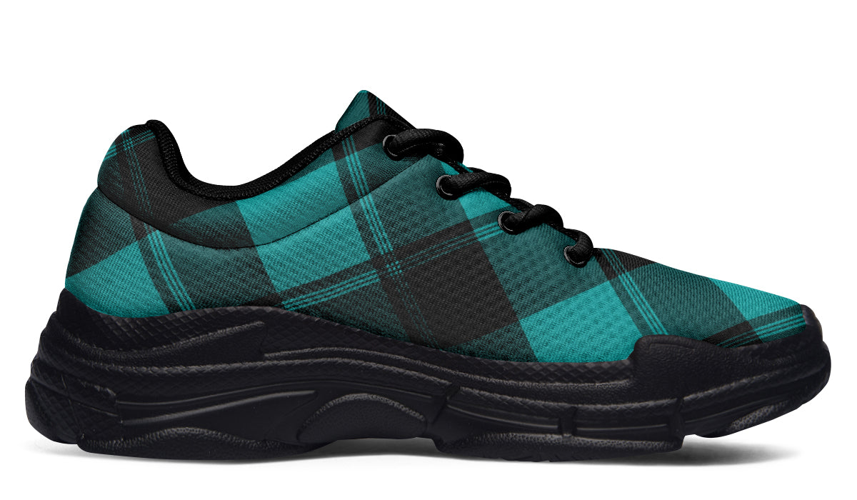 Pennyroyal Teal Plaid Chunky Sneakers