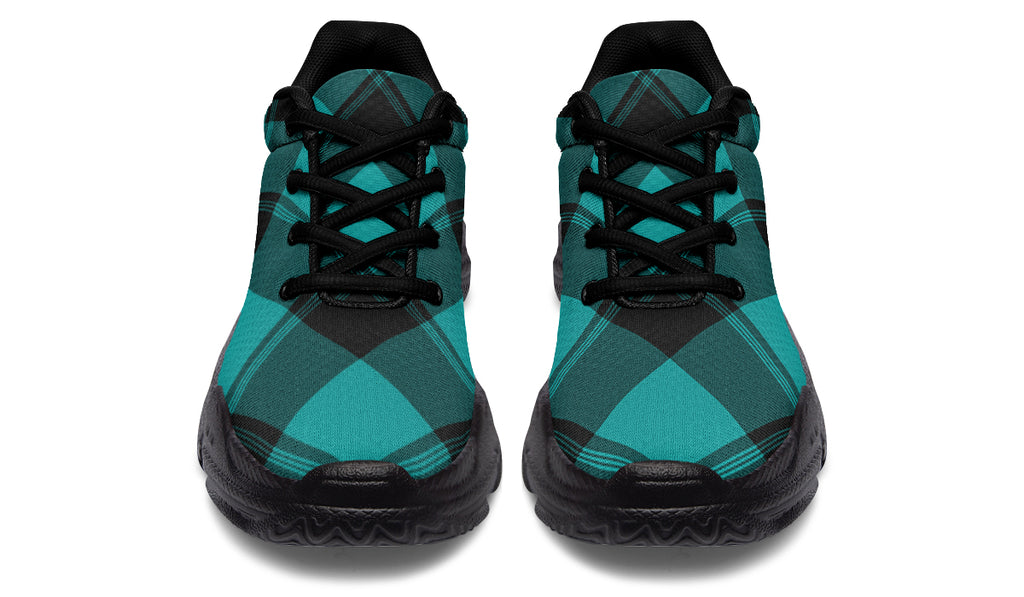 Pennyroyal Teal Plaid Chunky Sneakers