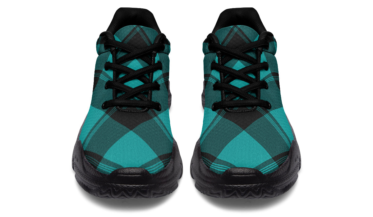 Pennyroyal Teal Plaid Chunky Sneakers