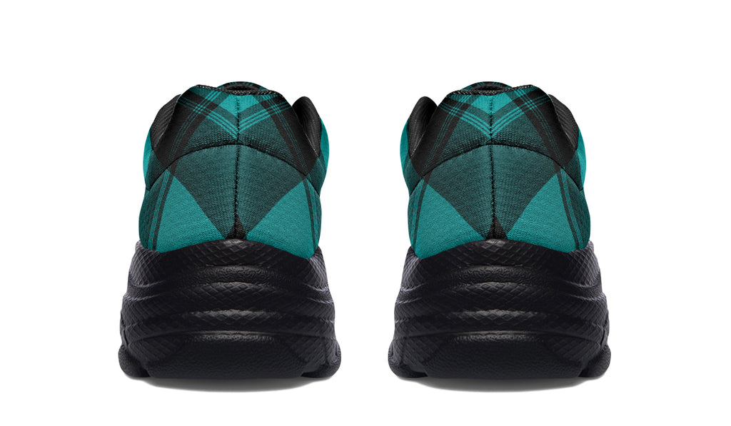 Pennyroyal Teal Plaid Chunky Sneakers