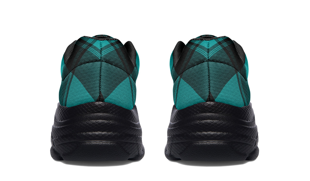 Pennyroyal Teal Plaid Chunky Sneakers