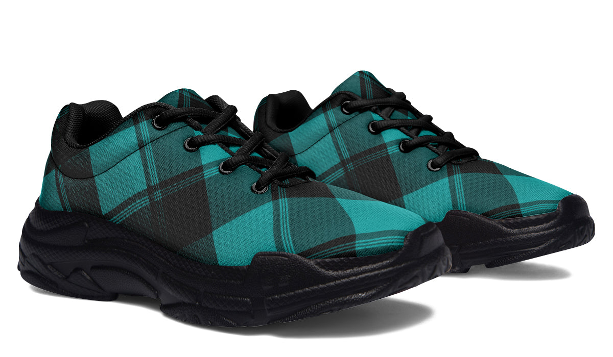Pennyroyal Teal Plaid Chunky Sneakers