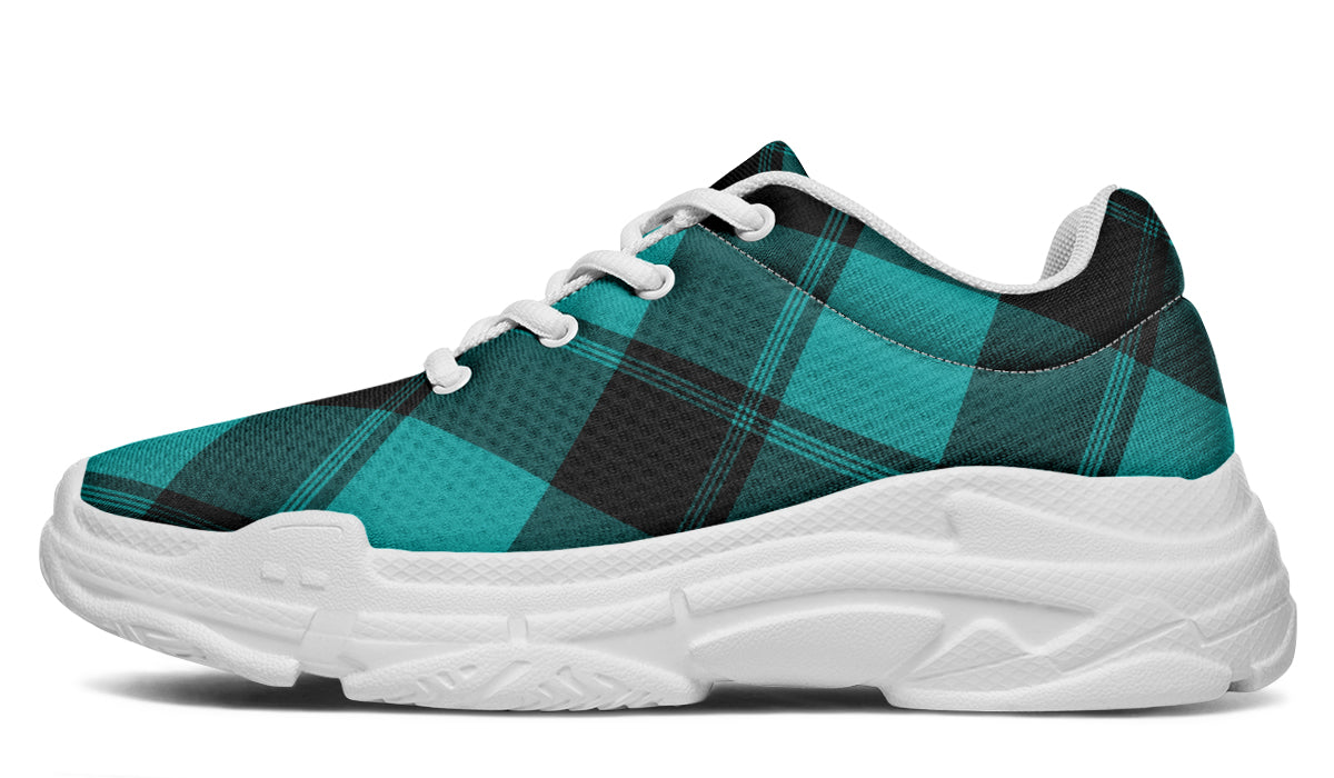 Pennyroyal Teal Plaid Chunky Sneakers