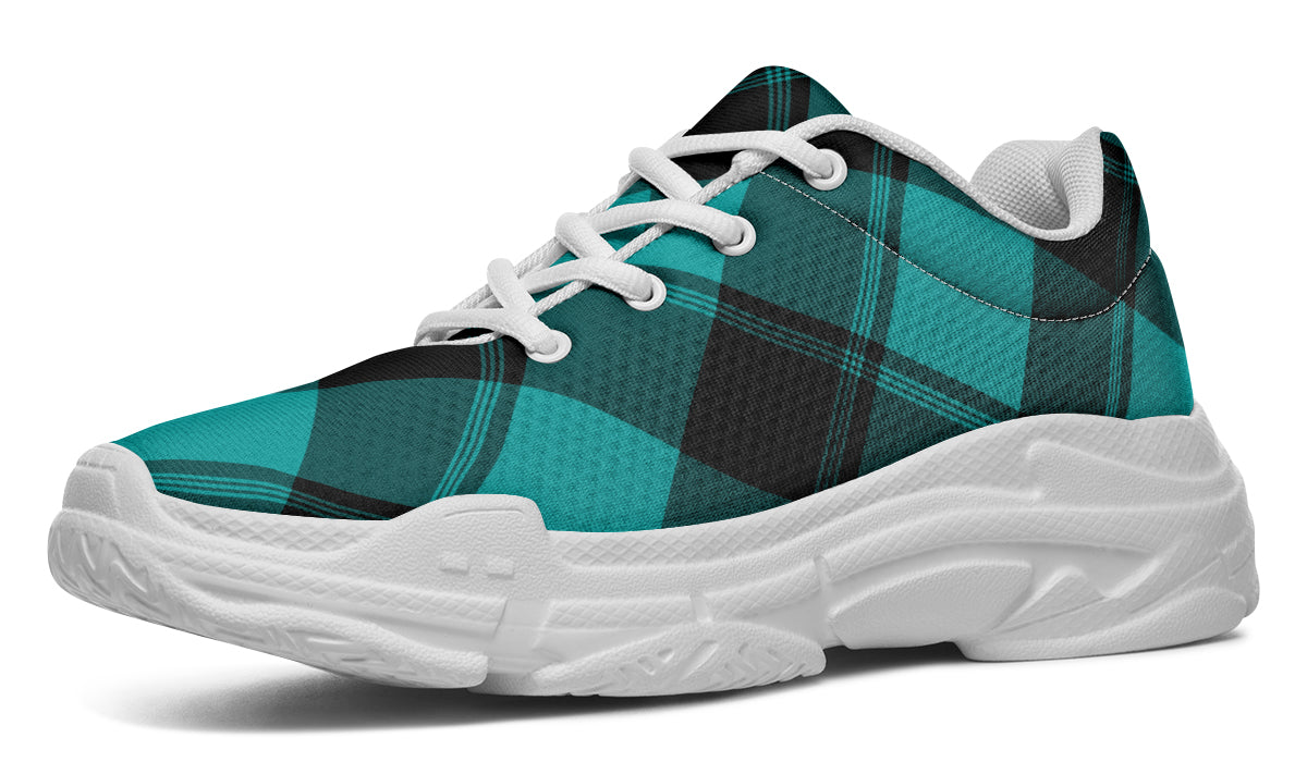 Pennyroyal Teal Plaid Chunky Sneakers