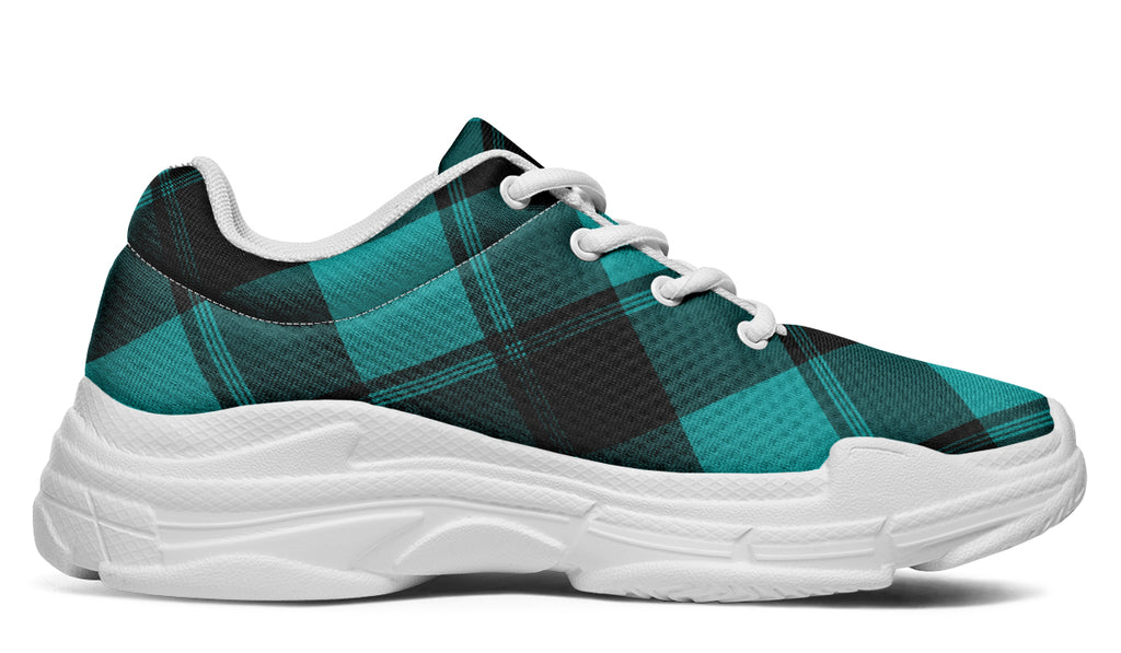 Pennyroyal Teal Plaid Chunky Sneakers