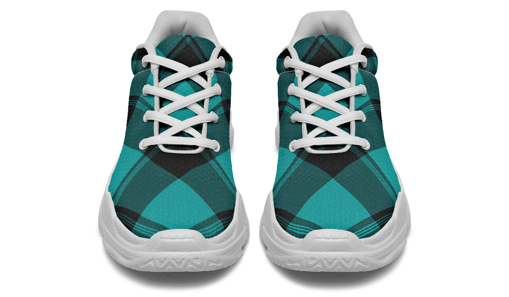 Pennyroyal Teal Plaid Chunky Sneakers