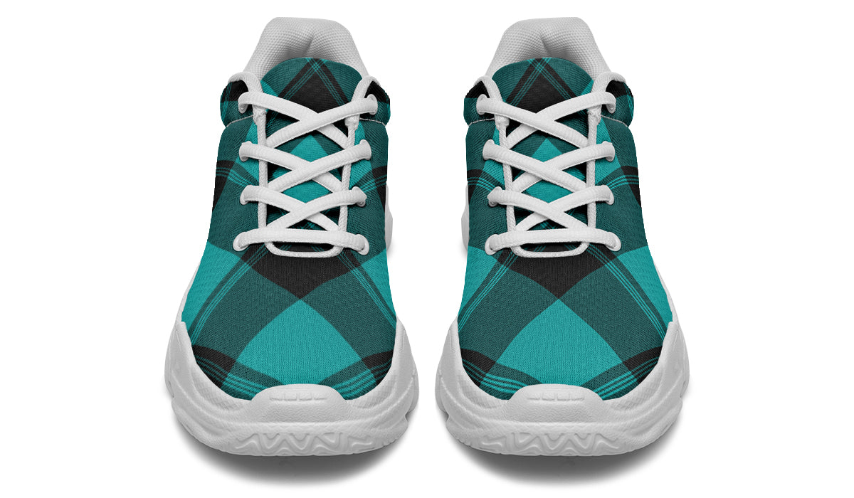 Pennyroyal Teal Plaid Chunky Sneakers