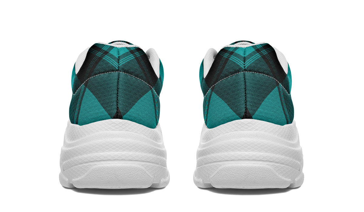 Pennyroyal Teal Plaid Chunky Sneakers