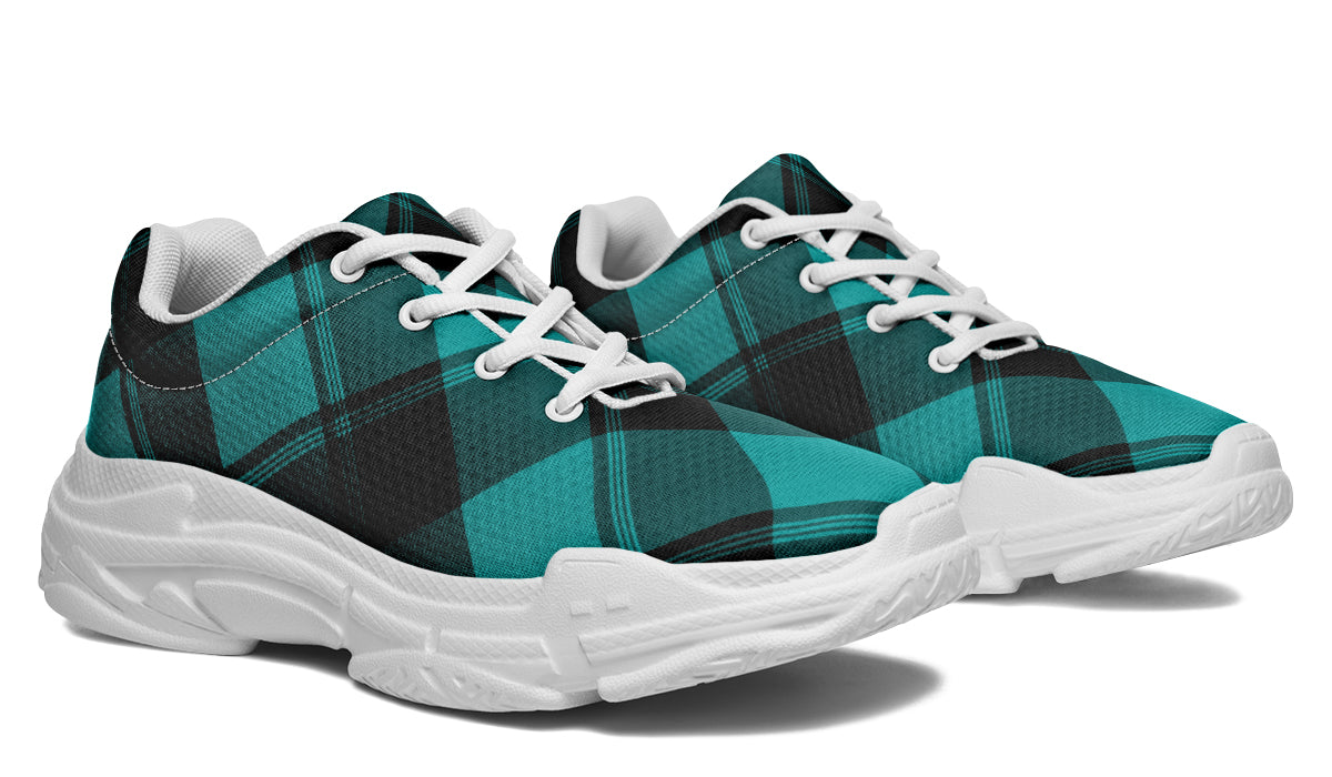 Pennyroyal Teal Plaid Chunky Sneakers