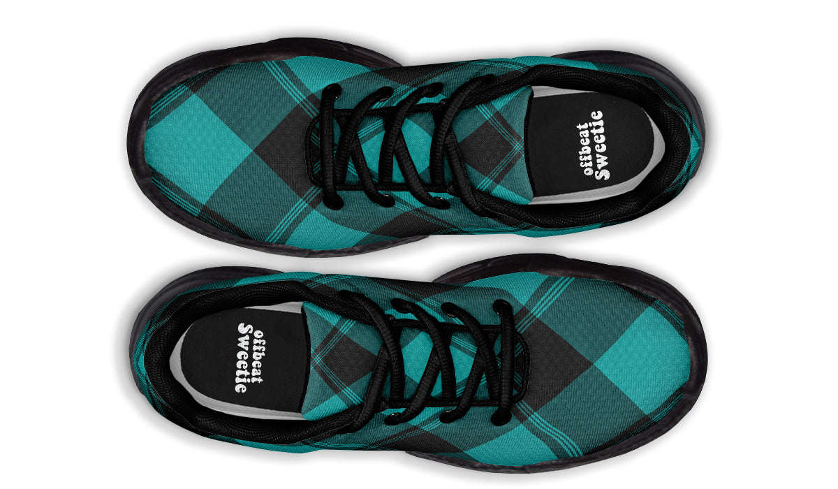 Pennyroyal Teal Plaid Chunky Sneakers