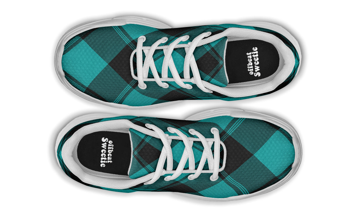 Pennyroyal Teal Plaid Chunky Sneakers