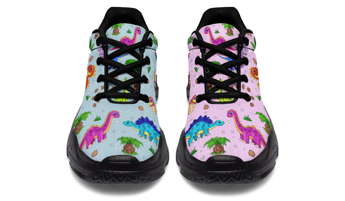 Pink And Blue Mismatched Baby Dinos Chunky Sneakers - Offbeat Sweetie