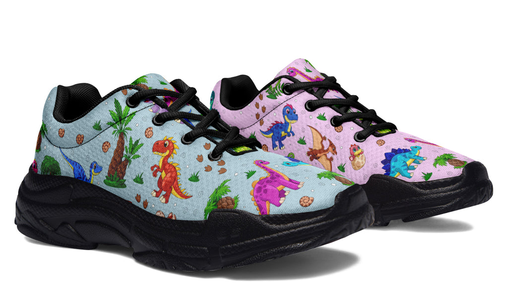 Pink And Blue Mismatched Baby Dinos Chunky Sneakers - Offbeat Sweetie