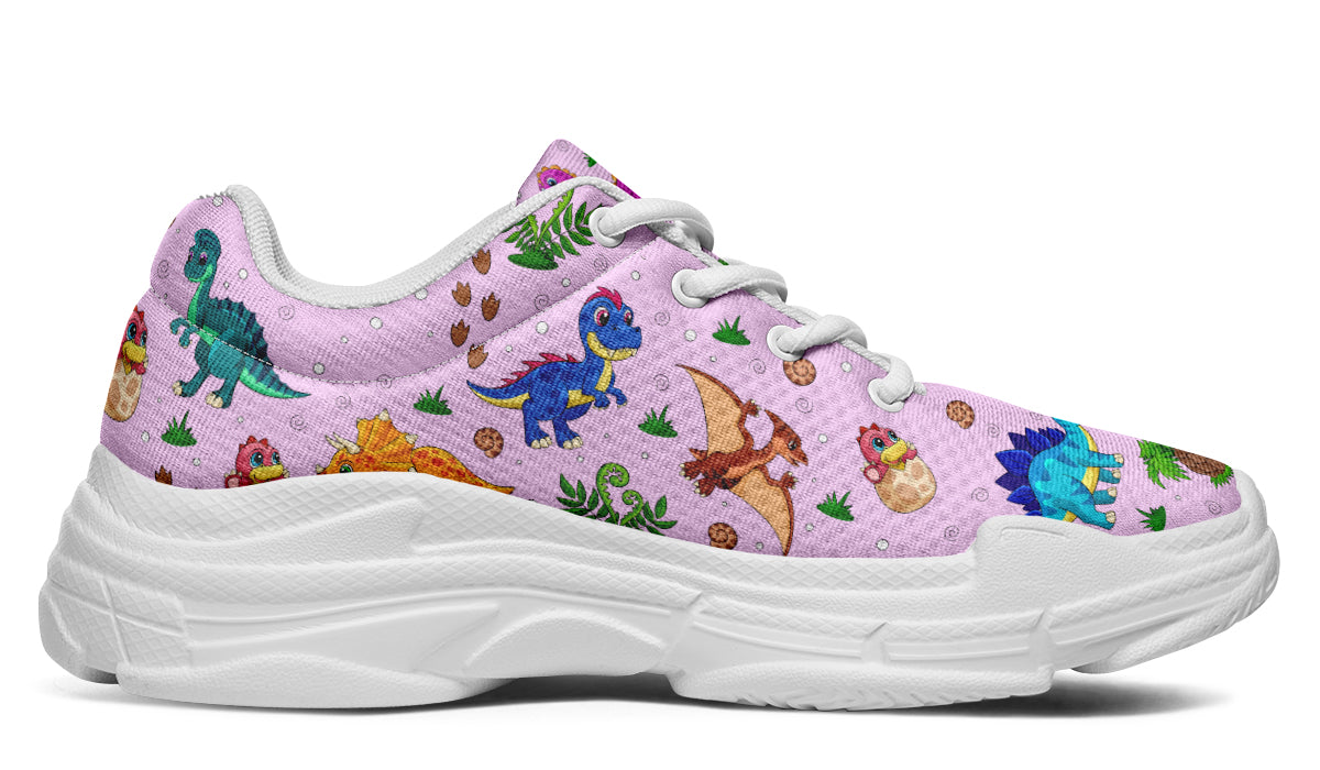 Pink And Blue Mismatched Baby Dinos Chunky Sneakers - Offbeat Sweetie