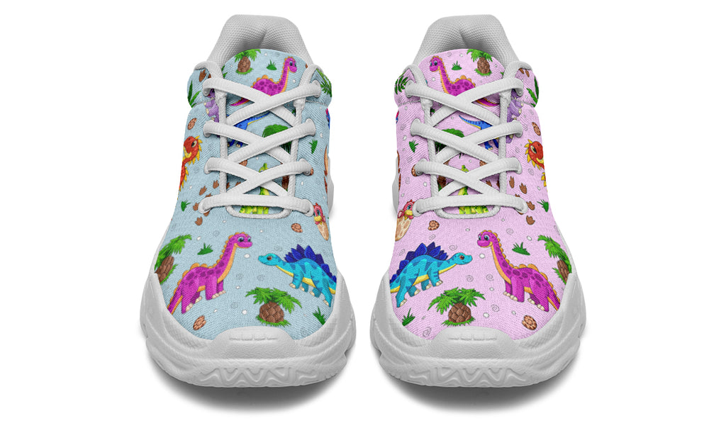 Pink And Blue Mismatched Baby Dinos Chunky Sneakers - Offbeat Sweetie