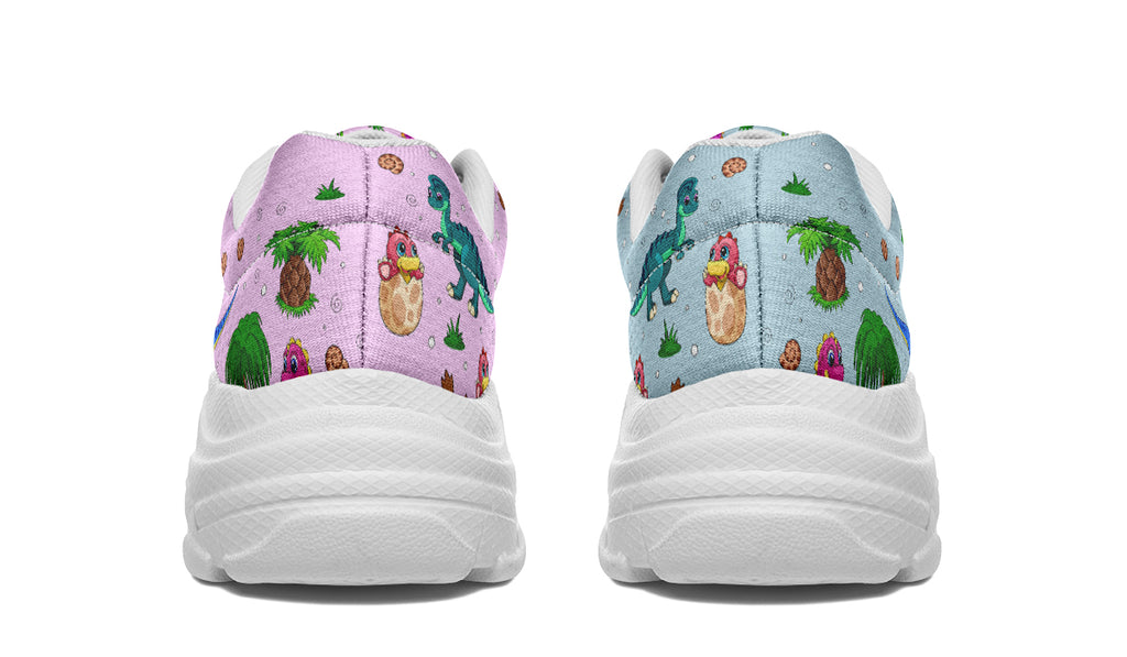 Pink And Blue Mismatched Baby Dinos Chunky Sneakers - Offbeat Sweetie