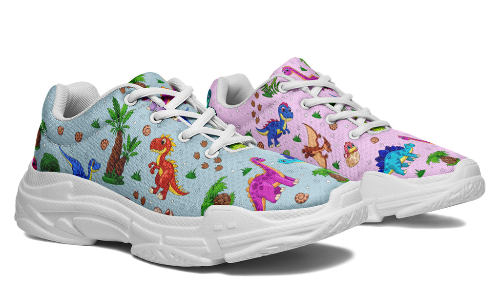 Pink And Blue Mismatched Baby Dinos Chunky Sneakers - Offbeat Sweetie