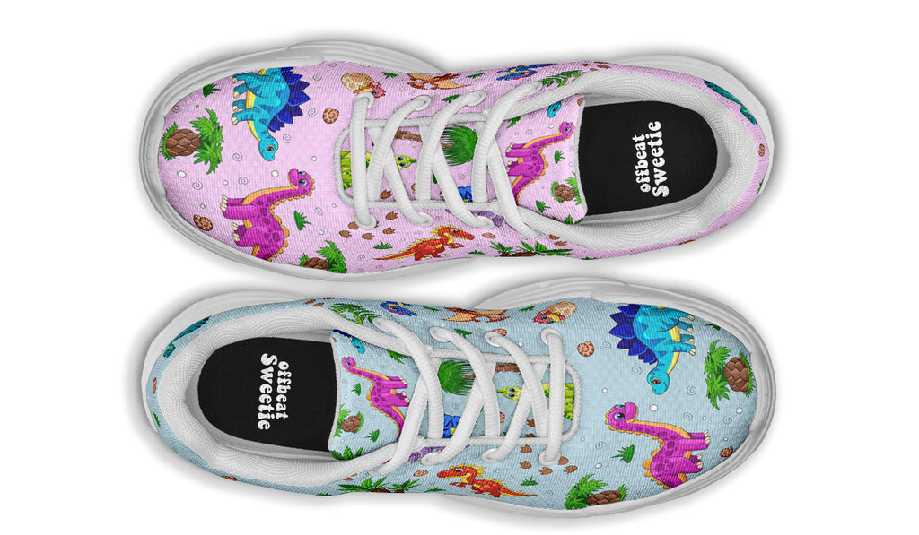 Pink And Blue Mismatched Baby Dinos Chunky Sneakers - Offbeat Sweetie