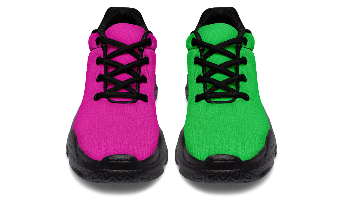 Pink And Green Mismatch Chunky Sneakers