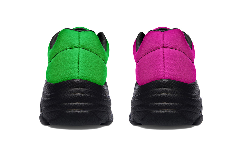 Pink And Green Mismatch Chunky Sneakers