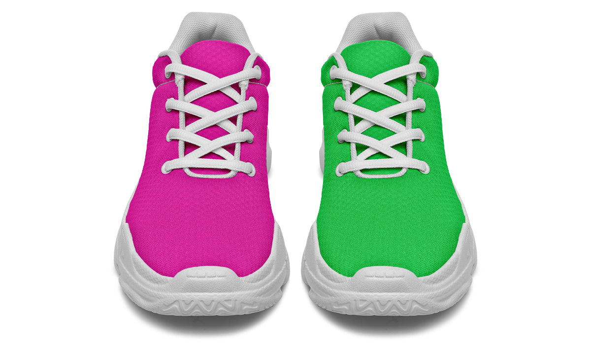 Pink And Green Mismatch Chunky Sneakers