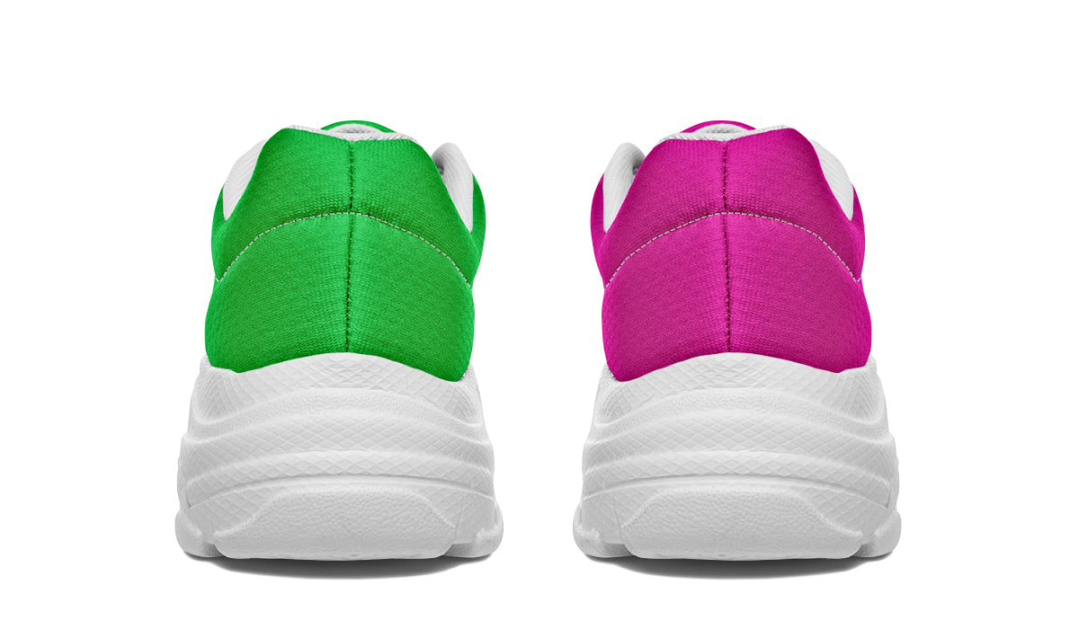 Pink And Green Mismatch Chunky Sneakers