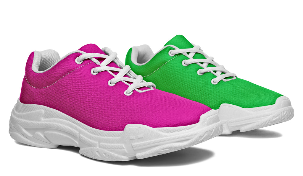 Pink And Green Mismatch Chunky Sneakers
