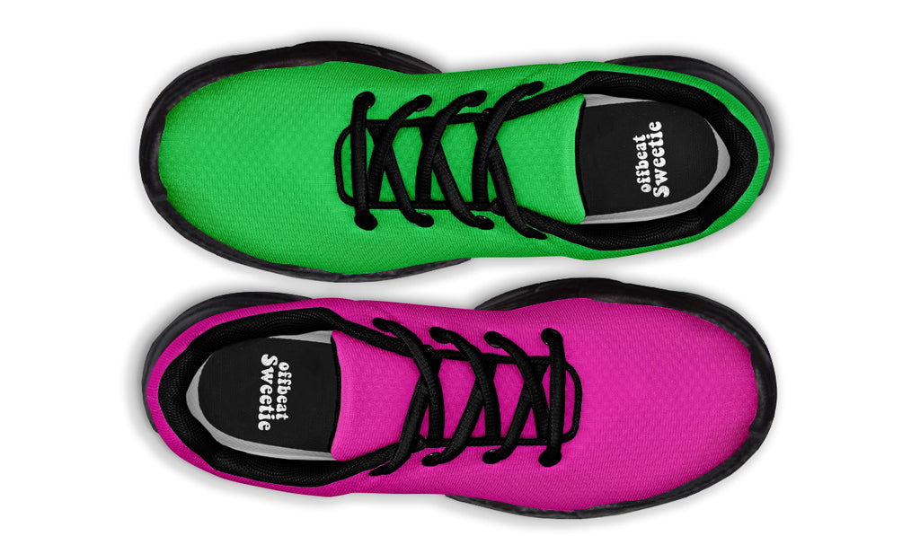 Pink And Green Mismatch Chunky Sneakers