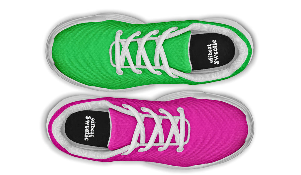 Pink And Green Mismatch Chunky Sneakers