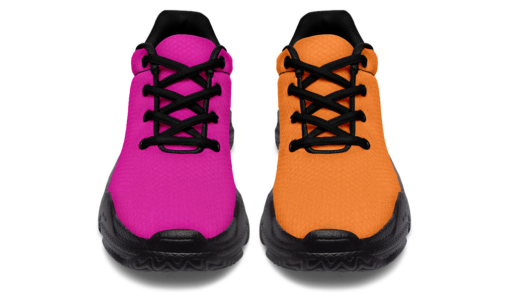 Pink And Orange Mismatch Chunky Sneakers - Offbeat Sweetie