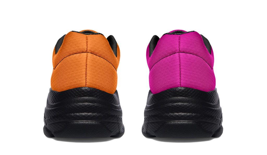 Pink And Orange Mismatch Chunky Sneakers - Offbeat Sweetie