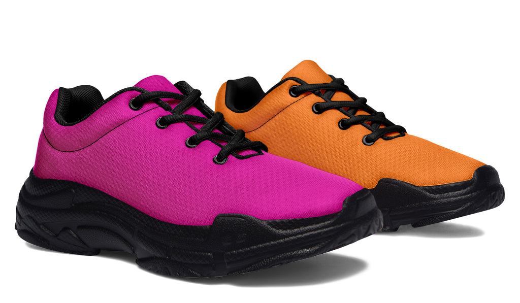 Pink And Orange Mismatch Chunky Sneakers - Offbeat Sweetie