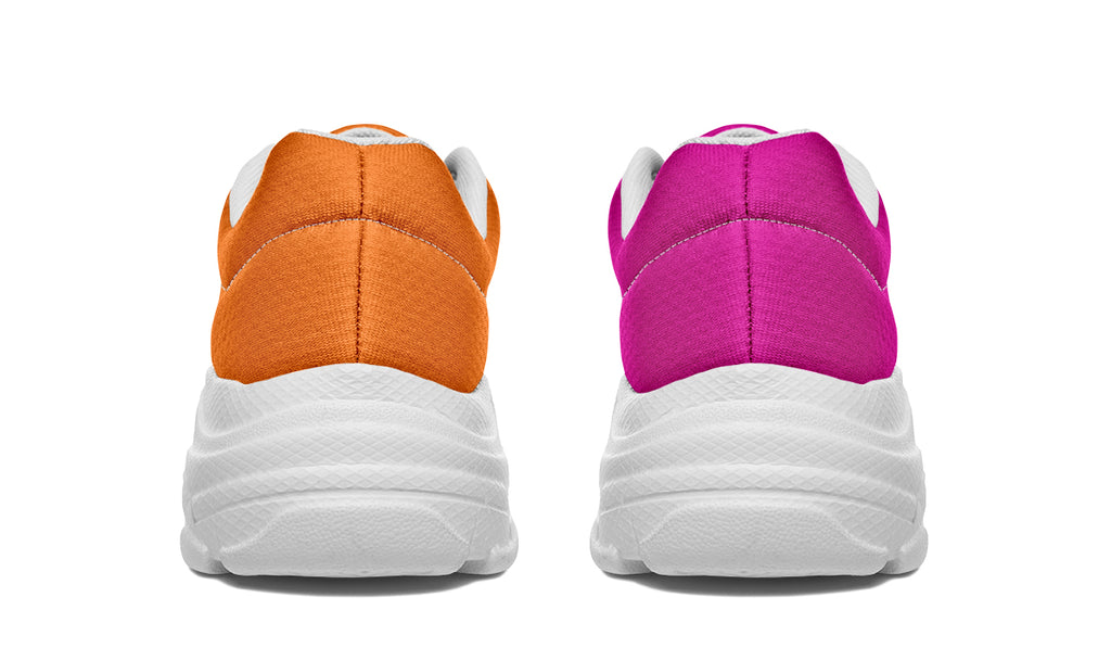 Pink And Orange Mismatch Chunky Sneakers - Offbeat Sweetie