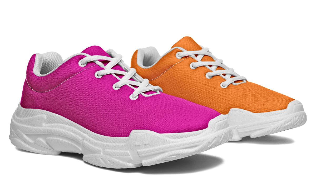 Pink And Orange Mismatch Chunky Sneakers - Offbeat Sweetie