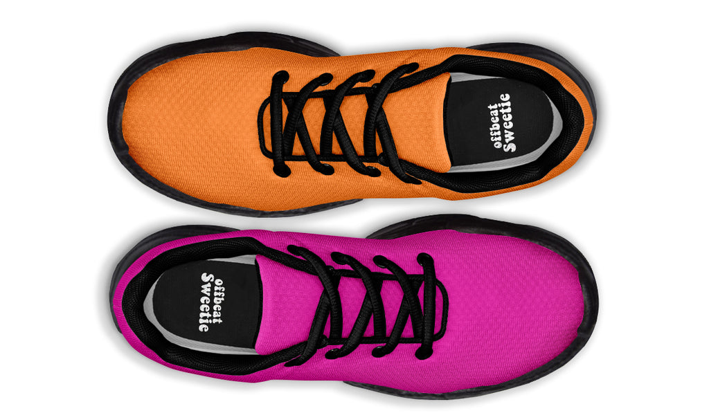 Pink And Orange Mismatch Chunky Sneakers - Offbeat Sweetie