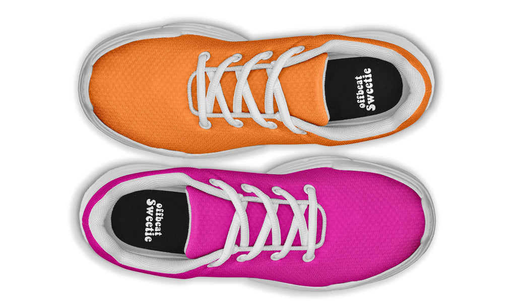 Pink And Orange Mismatch Chunky Sneakers - Offbeat Sweetie