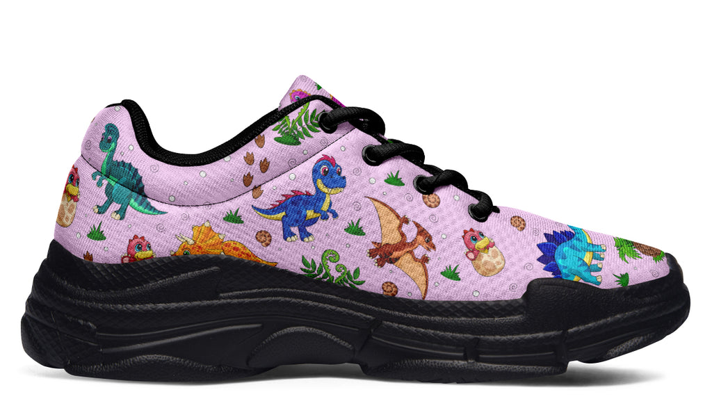 Pink Baby Dinos Chunky Sneakers - Offbeat Sweetie