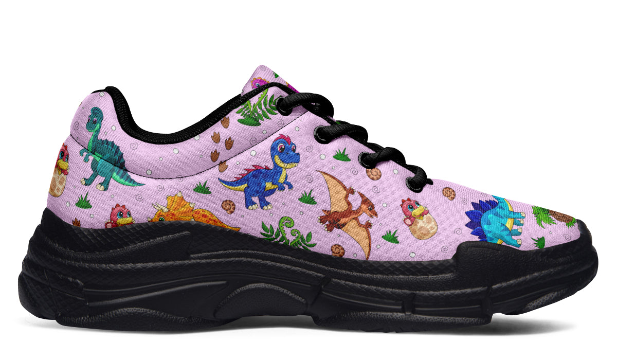 Pink Baby Dinos Chunky Sneakers - Offbeat Sweetie