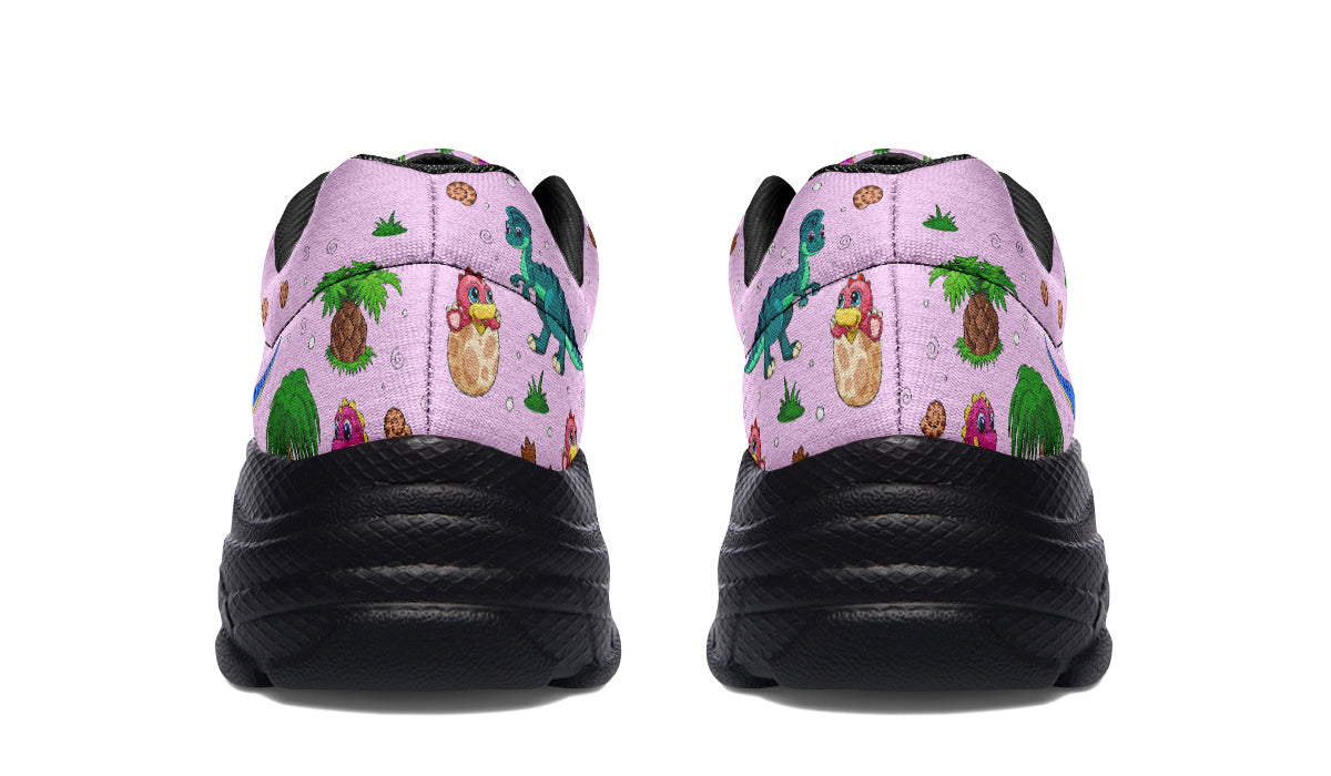 Pink Baby Dinos Chunky Sneakers - Offbeat Sweetie