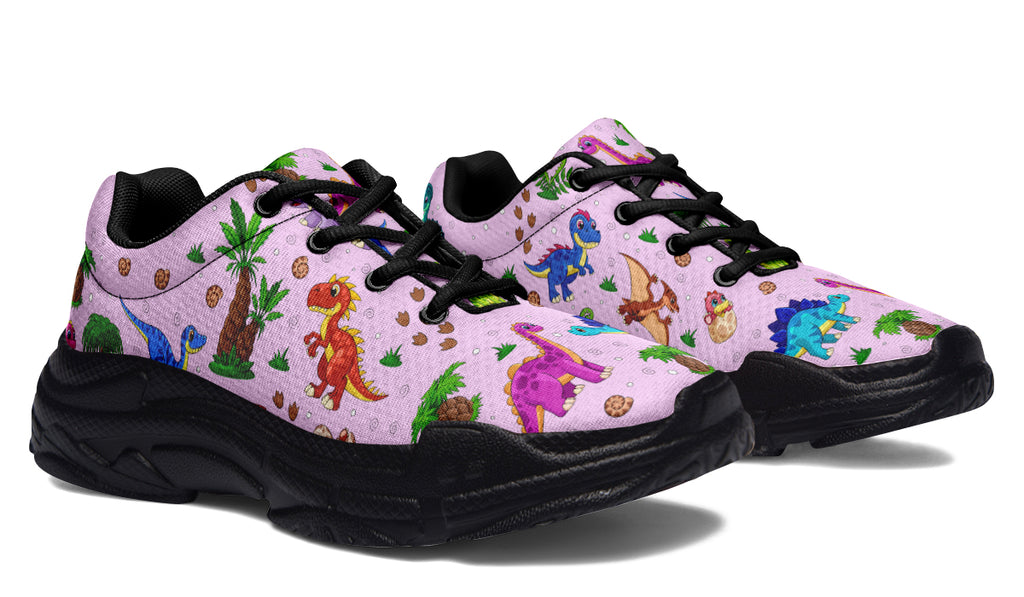 Pink Baby Dinos Chunky Sneakers - Offbeat Sweetie