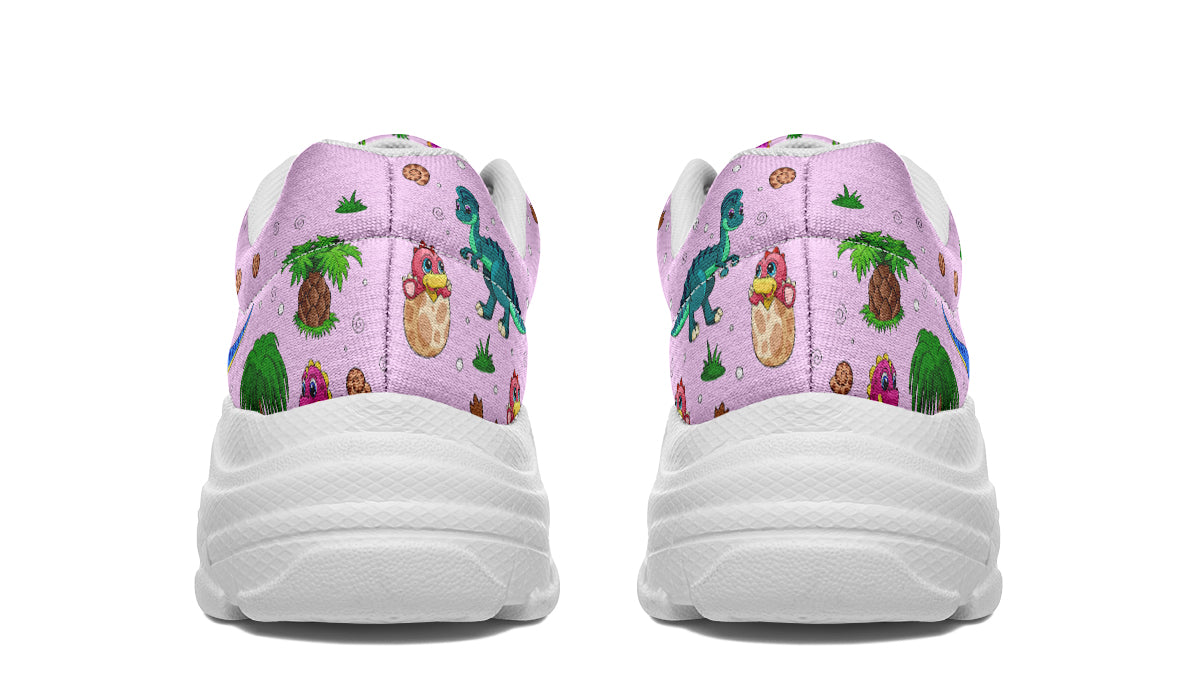 Pink Baby Dinos Chunky Sneakers - Offbeat Sweetie