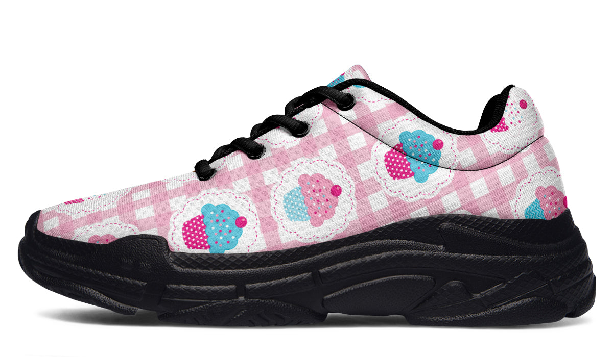 Pink Gingham Cupcakes Chunky Sneakers