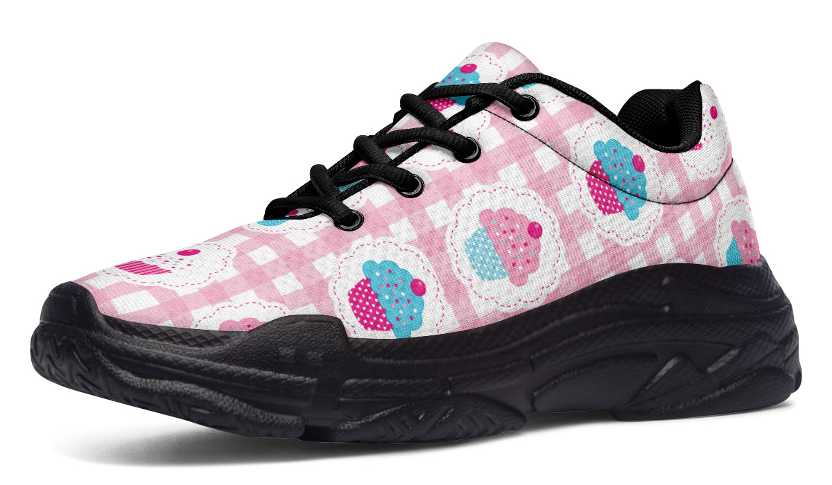 Pink Gingham Cupcakes Chunky Sneakers