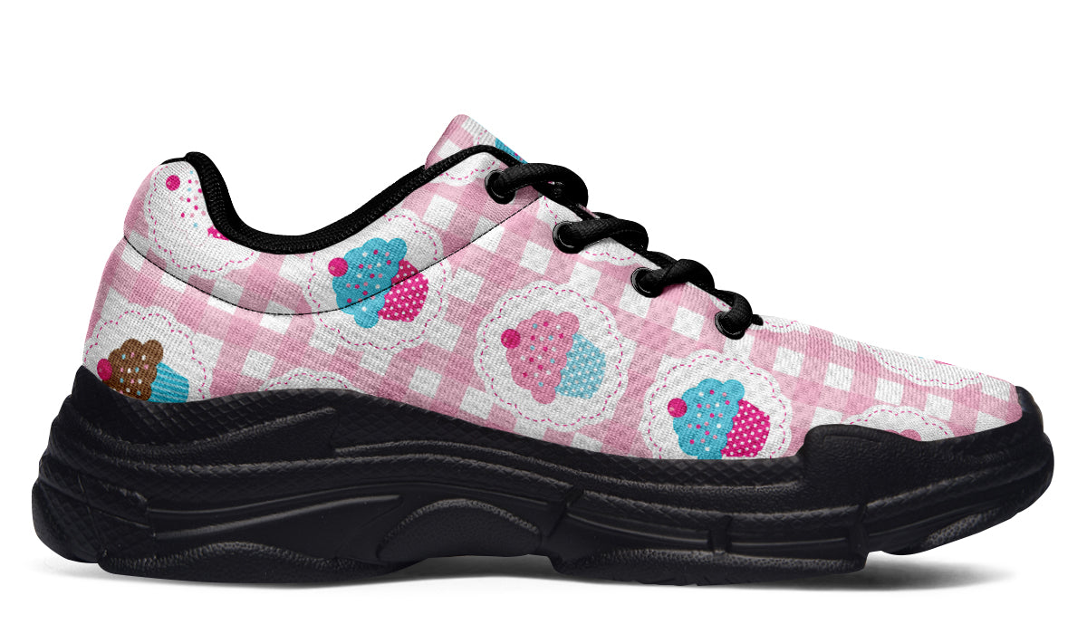 Pink Gingham Cupcakes Chunky Sneakers
