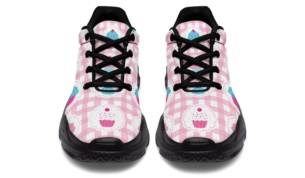 Pink Gingham Cupcakes Chunky Sneakers